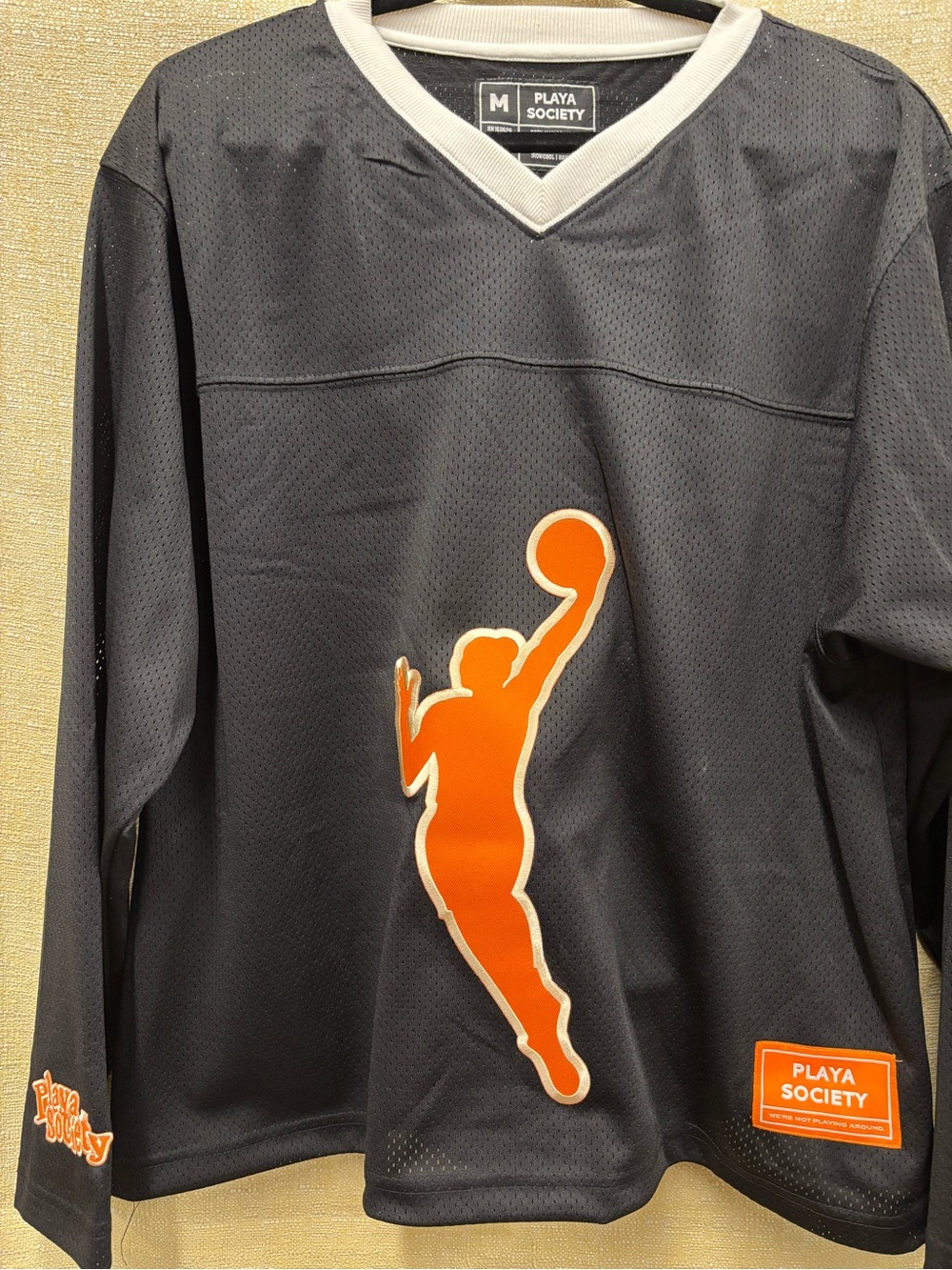 Society Black and White Mesh Jersey Label Detail